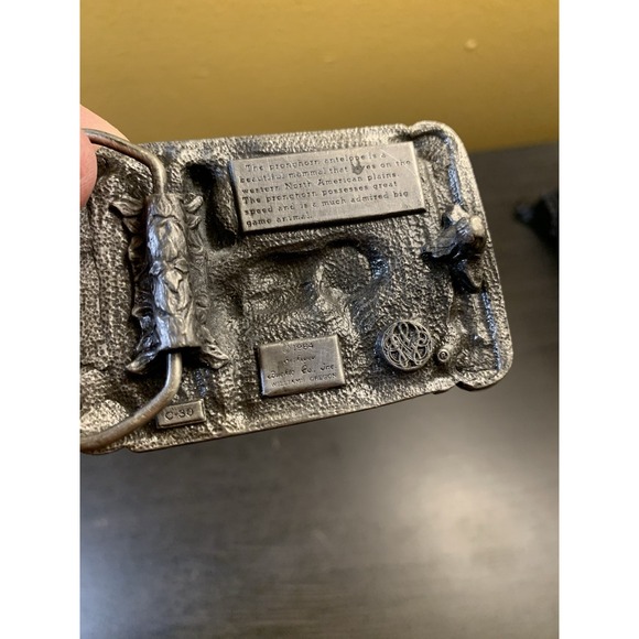 Lot Of 2 Vintage Belt Buckles Siskiyou Bergamot Antelope & Double Horse - Picture 5 of 10